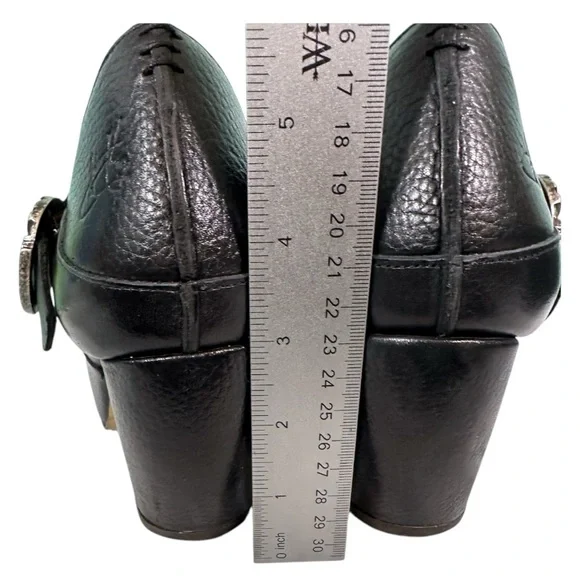 John Fluevog Black Leather Mary Jane Heels - Picture 9 of 13